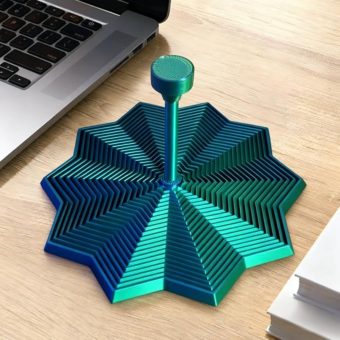 3D Printed Expanded Sensory Fidget Star - 2025 Sensory Fidget Star with Handle, Multi-Colored Whirling Spiral 3D Fidget Toy, Multiple Ways to Play for Adult Relieving Stress (Sliver,6.7in)