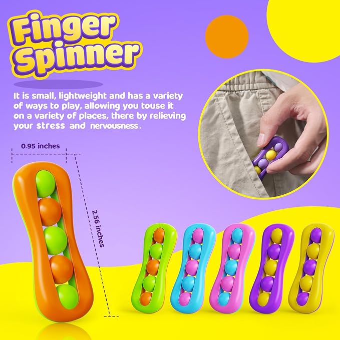 LESONG Fidget Sensory Toys for Kids: 6 Pack Colorful Finger Spinner Toys | Stress Relief ADHD Tools for Kids with Autism - Quiet Desk Fidgets for Classroom - Special Education Classroom Must Haves