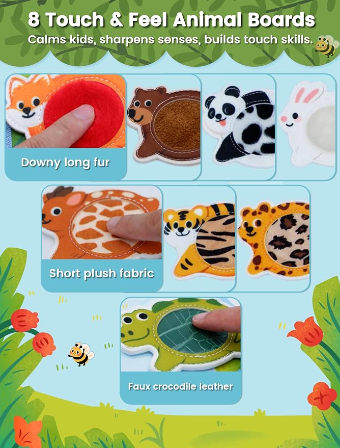 Toddler Busy Book Montessori Toys, Busy Board for Toddlers 1-3, Dog book | Travel toys, Travel essential, Learning activity, Quiet play, Gift ideal, Soft felt book, BPA-free, Non-toxic, Screen-free