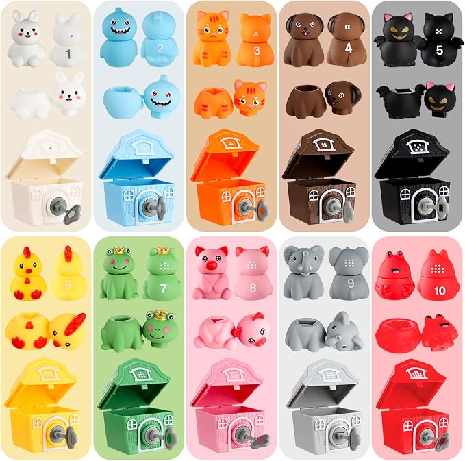 Grarain Toddler Farm Animals Toys, Upgraded Keys Barn Match Game, Montessori Educational Color Shape Sorting & Counting Learning Toy for Kids Boys Girls 3-6 Year Old, Fine Motor Gifts
