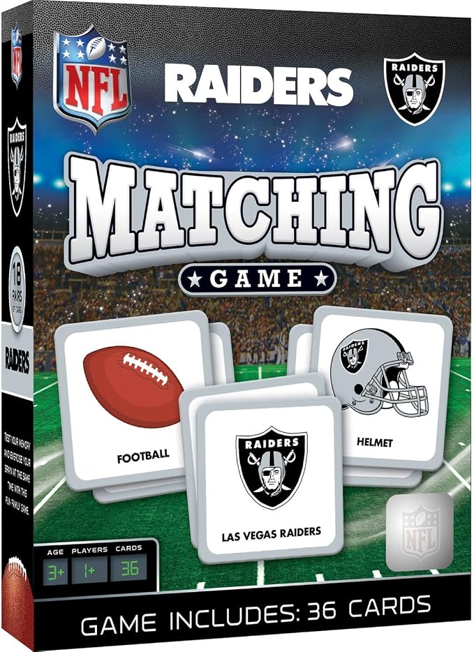 MasterPieces Sports Games - Las Vegas Raiders NFL Matching Game - Game for Kids and Family - Laugh and Learn