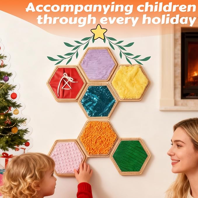 24-Piece Wooden Sensory Wall Panels for Kids with Replaceable Texture Pads | Modular Tactile Activity Boards with Texture Pads,Wall Toys for Fine Motor Skills & Sensory Exploration,for Daycare & Home