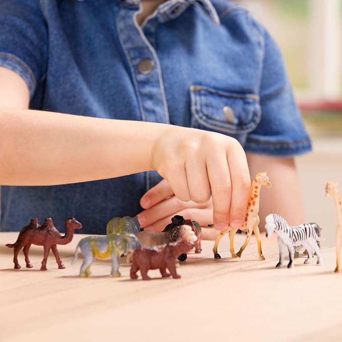 Terra by Battat Wild Animal Figurines Tube, 60 Mini Safari Figures, Animals | 60 realistic mini wild animal figures in a portable tube for pretend play, crafts, dioramas, sensory bins, Animals, 3+ Years