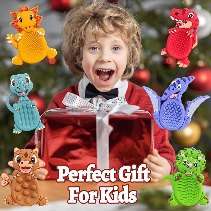 12Pack Dinosaur Sensory Fidget Stress Toys for Kids Classroom, Autism Calming Special Education Must Haves Travel Essentials, Valentine's Day Cards Gifts for Party Favors Class Birthday 3 5 7 Boy Girl