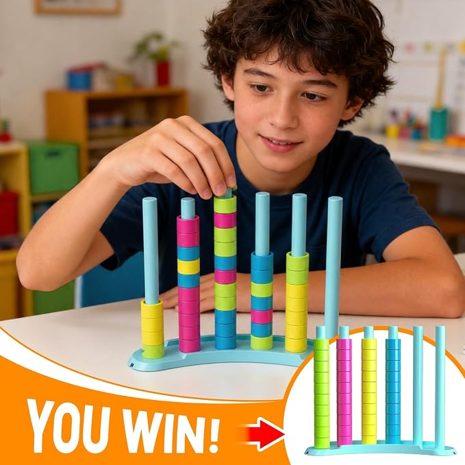 BBnote Color Matching Challenge Game, Fast Pattern Match Ring Stacking Puzzle Stack Games, 1-2 Players, Family Board Game for Kids & Adults, Birthday Easter Christmas Party Gifts for Boy & Girl