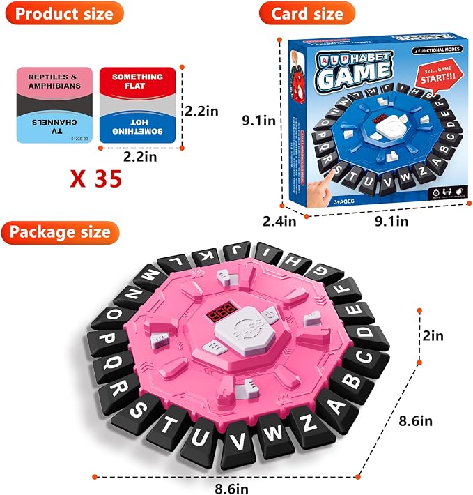 Word Game Family Board Game with Digital Display Timer for Kids and Adults | Fast-Paced 24-Letter Word Game with 2 Modes & 35 Cards for Family Game Nights and Parties, Ages 3 & Up, 2-8 Players