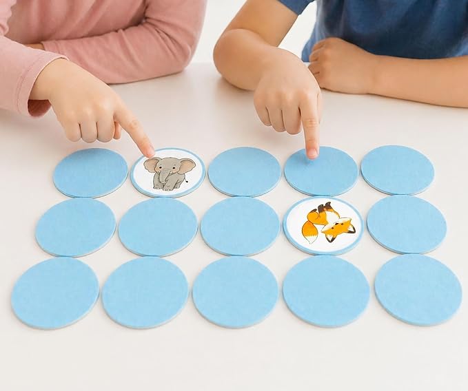 Felt Matching Game for Toddlers, Animal Memory Game | Travel Sensory Memory Flash Cards, Soft Safe Preschool Educational Gift for Boys Girls