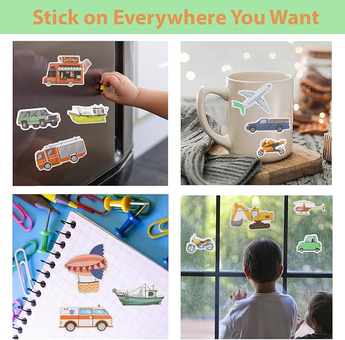 Jelly Sticker Books for Toddlers 2-4 Years, Reusable Sticker Book for Kids 1-3, Toddler Easter Basket Stuffers&Travel Essentials Vehicles Stickers for Kids Toddler Plane Activities (Vehicles)