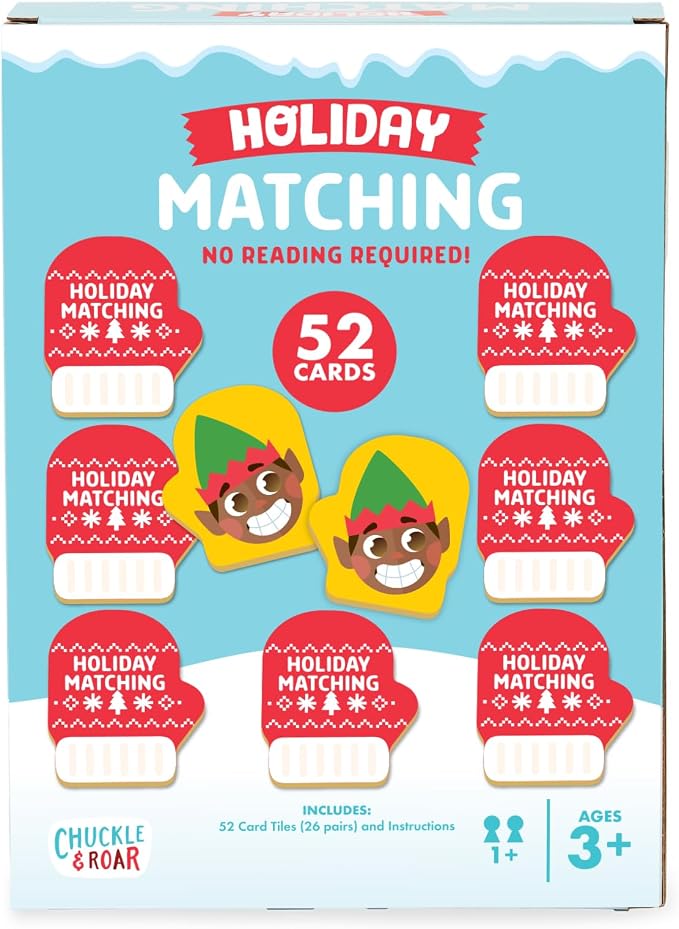 Chuckle & Roar Holiday Matching Game for Kids Ages 3+ – Match the Mittens Memory Game, No-Reading Preschool Activity, Cognitive Skill Building, Family Game Night & Classroom Game