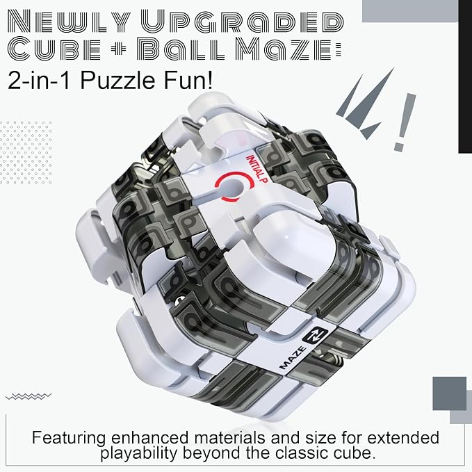 1 Sets Large Labyrinth 3D Maze Cube Puzzle Maze Game Gravity 3D Puzzle Cube Brain Teaser Ball Games for Kids Education Sensory Toys Gift for Adults (Classical,White)