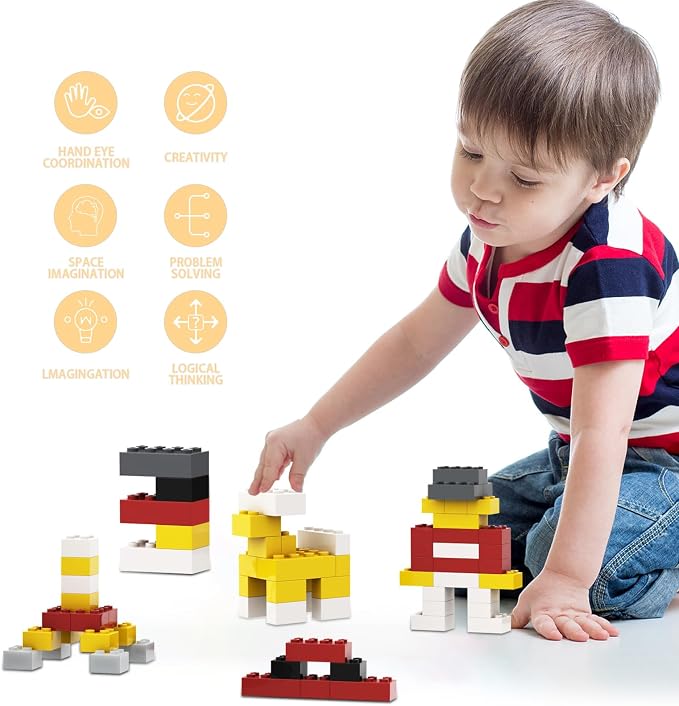 300 Pcs Classic Building Bricks, Dark Grey Bulk Bricks,Compatible with Lego and Major Brands Parts and Pieces, Creative Building Block Toys for Boys Girls Ages 6 7 8 9 10 Year Old