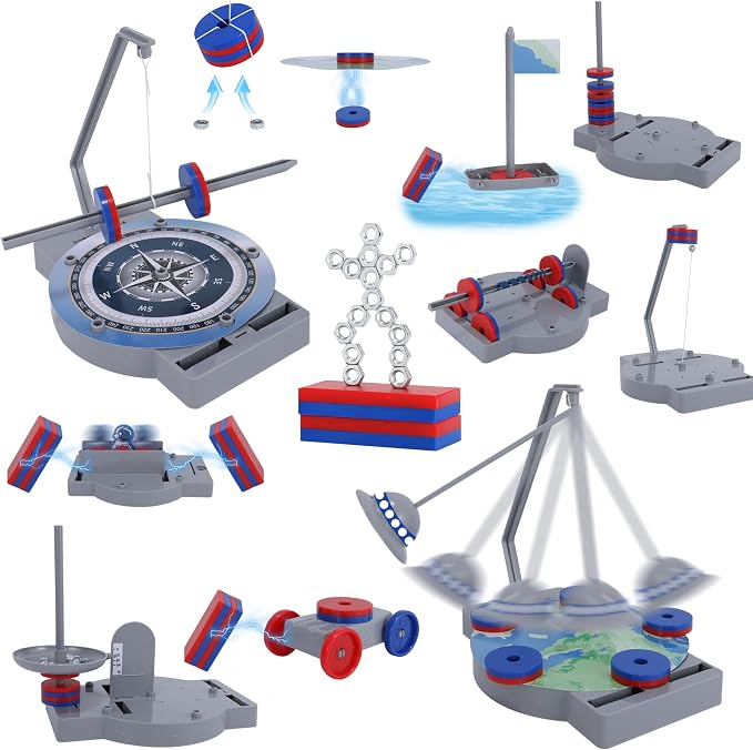 NewFamily Magnetic Science Kit for Kids, 12-in-1 STEM Physics Experiment Kit, Hands-On Magnetism Learning Toy, Ages 6 7 8 9 10 11 12