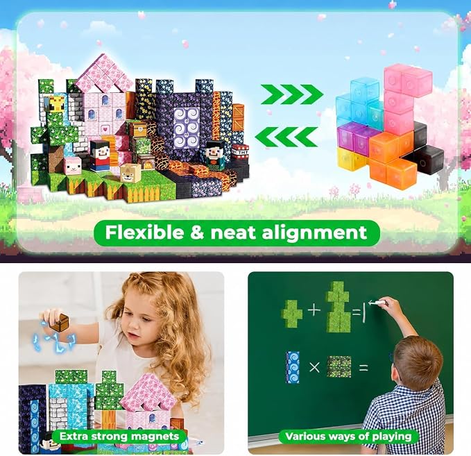 GraceDuck Magnetic Blocks - 200 PCS Build Dark Adventure Forest Castle - Magnetic Toys for Montessori Toddler Christmas Birthday Gifts STEM Sensory Toys for 3 4 5 6 7 8 9 10 Year Old Boys & Girls