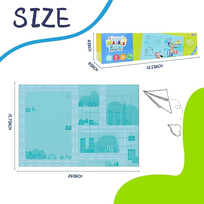 Marble Run for Kids, Vertical Magnetic Marble Maze Track with Doodle Board & Residue-Free Nano-Adhesive, STEM Explorers Brain Teaser Toy for Boys Girls Ages 3-12, Creative Thinking Games Gifts | Explorers Brain Teaser Toy with Doodle Board & Residue-Fr...