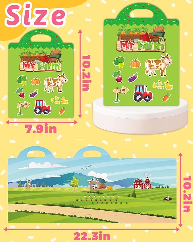 Benresive Reusable Sticker Book for Toddlers, Stickers for Kids, Travel Toy | Toddler Toys, Boys Girls Birthday Gifts, Airplane & Road Trip Essentials Kids, No Mess Waterproof Toddler Crafts Activities