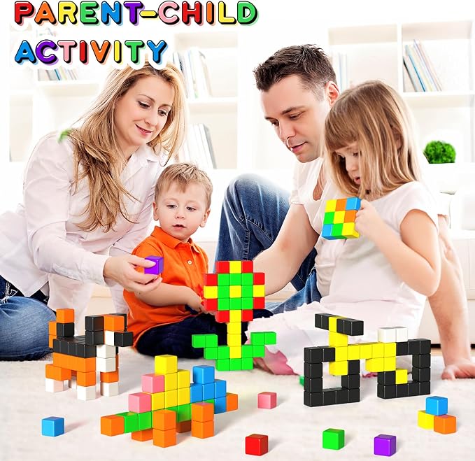 Apluses 54 PCS Magnetic Blocks, Magnetic Building Blocks for Kids 3+, Montessori Toys, Magnet Cubes, Preschool STEM Educational Sensory Magnet Toys for Kids Ages 3-5 Year Old Boys and Girls