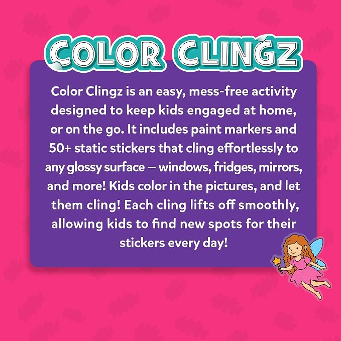 Skillmatics Color Clingz – Unicorns & Princesses, Reusable Static Stickers | 50+ DIY Stickers, Travel Toys, Mess-Free, Window Art & Craft Kit, Gifts for Toddlers, Girls & Boys Ages 3, 4, 5, 6, 7