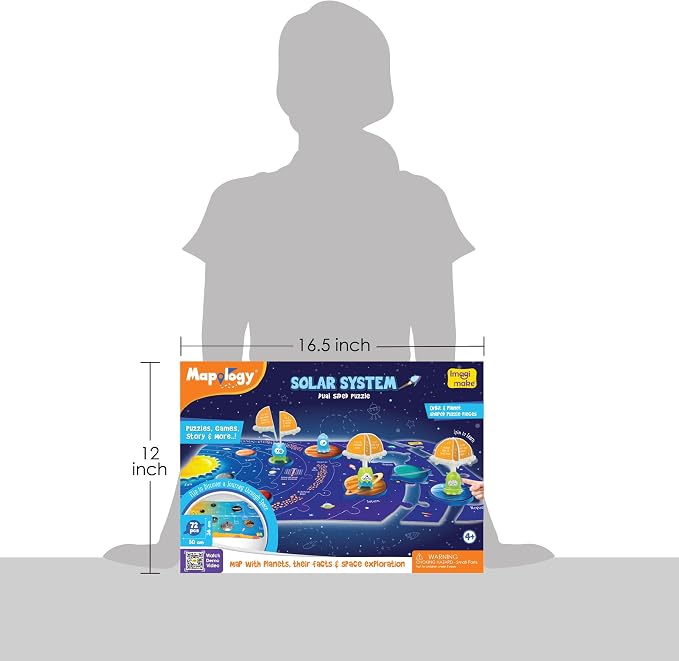 Imagimake Mapology - Solar System Jigsaw Puzzle for Kids Ages 4+ | Educational STEM Toy, 72 Space Facts, Learn About Space & Planets, Back to School Gift for Boys Ages 4,5,6,7,8 Years Old