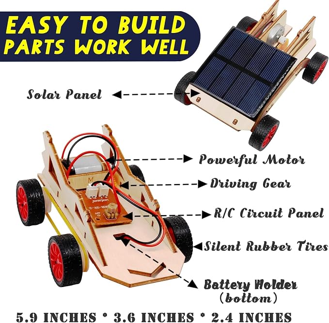 STEM Toys Science Kits for Kids, 2 Set DIY Remote Control Car & Solar Car | STEM Kits for Kids 8-10, STEM Toys for Boys Ages 8-13, Science Experiments 9-12, Science Kits 8-12 Building Model Engineering