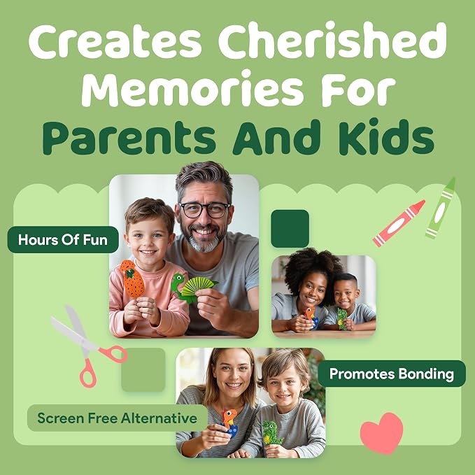 Mumaloo Kids Craft Kit – 10 Dinosaur Art Activities, Ages 4–8 | No-mess dinosaur crafts for boys and girls | Preschool toddler homeschool set | Includes all supplies | Ages 3 4 5 6 7 8