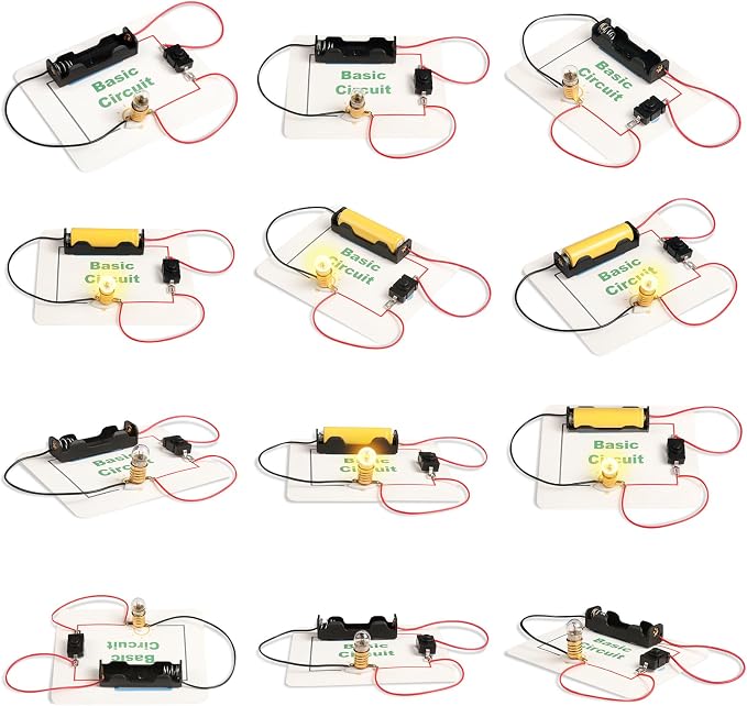 12 Bulk Electric Circuit Kit for Kids Age 8-12, Basic Circuits Science Light Bulb Experiments for Beginners, Class STEM Projects STEAM Activities, Classroom Educational Circuit Board Building Kits