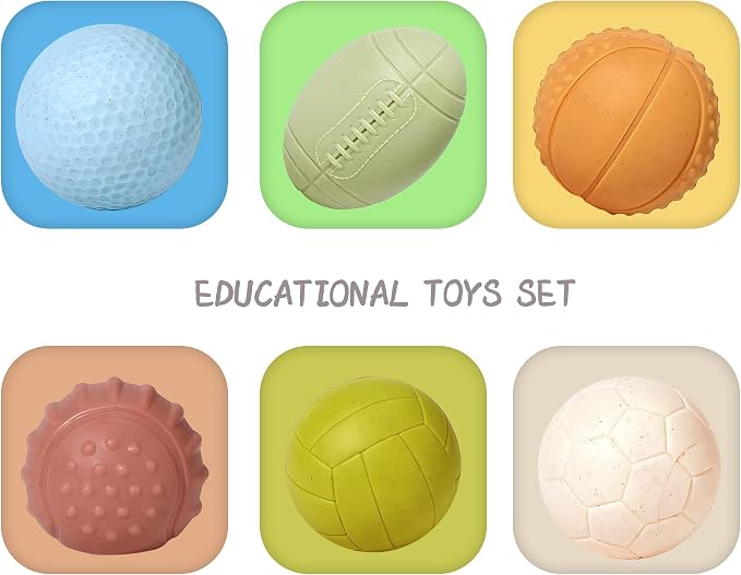 Bath Toys, Soft Sport Sensory Balls for Toddlers Boys Girls No Hole Wheat Straw Soft Montessori Toys for Babies 6 Months+, Swimming Pool Beach Shower Baby Toys