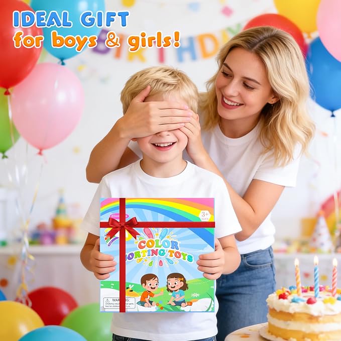 Christmas Color Sorting Sensory Toy for Toddlers 3-5 Years | Montessori Fine Motor Skills Development for Travel & Autism Learning Activity, Airplane, Classroom