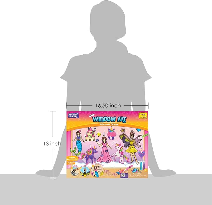 Imagimake Window Art - Princess & Unicorn, DIY Mess-Free Suncatcher Kit | Stained Glass Painting Craft Activity for Kids, Birthday Gift for Girls Ages 5,6,7,8,9,10,12 Years Old