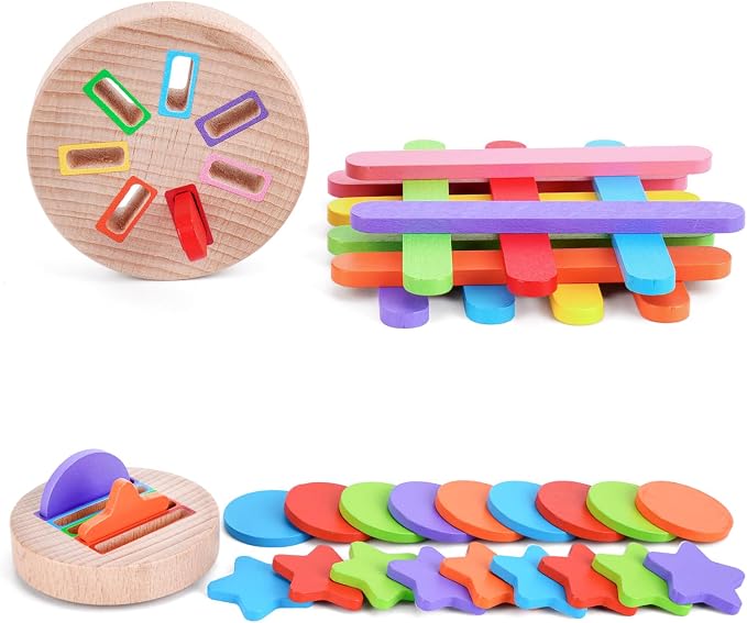 FCSONU Montessori Sorting & Fine Motor Skills Toys for Toddler 1-3(Pen Box) | 3in1 Sorting Box | Coin Box Toy, Learning Color Sorting Toys Sensory Toys, Easter Christmas Birthday Gifts for Boys Girls Kid