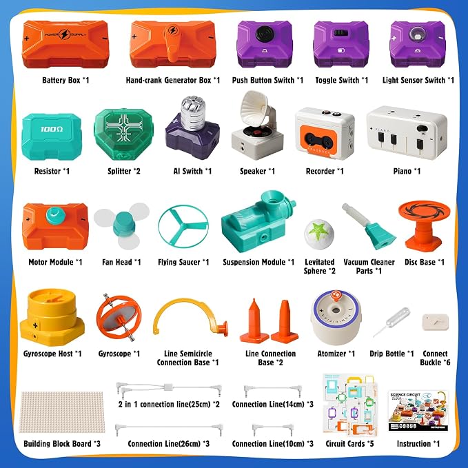 Science Kits for Kids, 53 Circuits STEM Toys, 540+ Projects Experiments | Learning Education toys, Kids Circuit Building Kits, Electronics Exploration Gift for Boys Girls Ages 4 5 6 7 8 9 10 11 12