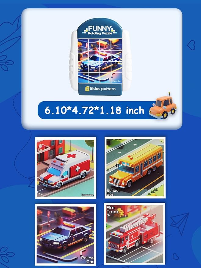 16-Piece Rotating Puzzles for Kids 4-6, Toddlers Puzzles 3+, Road Trip, Airplane Activities Game, Travel Toys - Brain Teaser, Fine Motor Skills, Birthday Gifts Boys & Girls