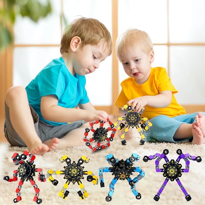 36pcs Fingertip Gyro Toy Fidget Mechanical DIY Transformable Fidget Spinners Fidget Toys Robot Creative Chain Gyro Toy for Goodie Bag Stuffers Party Favors Gift Prizes Novely Anxiety Toys
