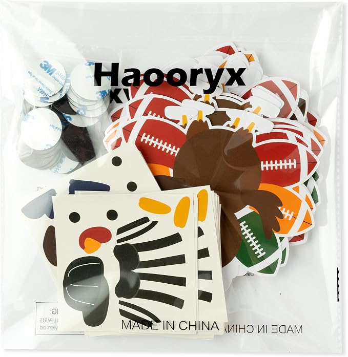Haooryx DIY Fall Football Turkey Magnet Craft Kit - 30 Set Make Your Own Thanksgiving Turkey Decoration Autumn Sticker Craft Class Art Project Home Refrigerator Class Bulletin Board Decoration