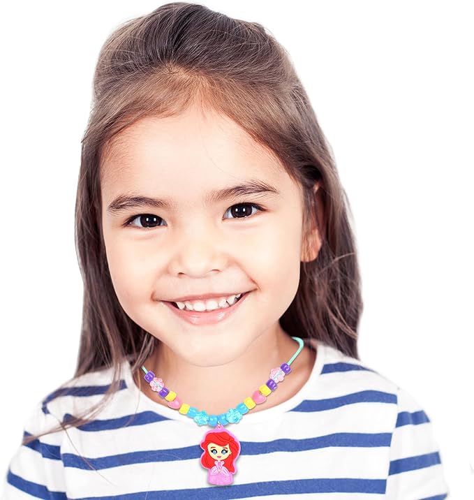 Disney Princess Necklace Activity Case – Jewelry Making Kit with Beads, Charms & Strings – Create Custom Princess Necklaces – Craft Gift for Girls Ages 3+ – Portable Storage Case Included | Craft Kit Includes Charms & Strings to Create 5 Custom Necklac...