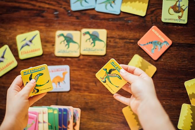 eeBoo Little Dinosaurs Memory & Matching Game, Ages 3+, 1-4 Players | Teaches dinosaur names & pronunciation. Sharpens recognition, concentration & memory skills. Includes 36 tiles, 18 pairs