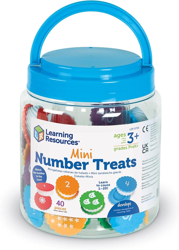 Learning Resources Mini Number Treats - Counting Skills, Cookies Toys, Montessori Fine Motor Skills, Math Manipulatives, Gifts for Boys and Girls
