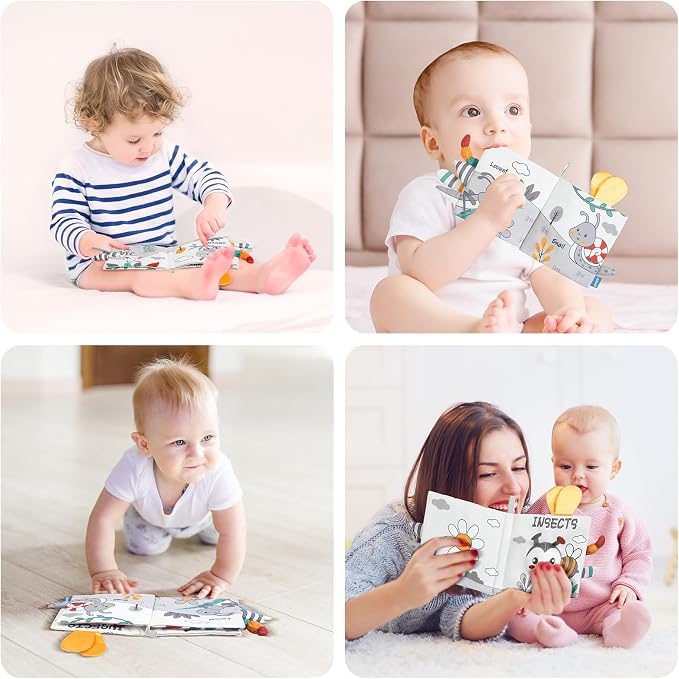 HOTUT Soft Baby Book Toy - Newborn Crinkle Touch and Feel for 0-6 Months, 3D Toddler & Kids Toy, Gift for Boys & Girls (Bee)