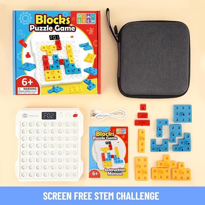 HAPRAY Super Blocks STEM Puzzle Game, Brain Teaser Toys for Kids & Teens | 1000+ Pattern Matching Game & Maze Challenge, Brain Teaser Toys for Kids & Teens, Parent-Child Interactive Travel Toy