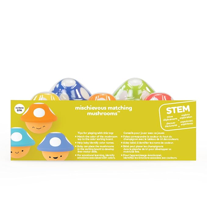 Sassy Mischievous Matching Mushrooms,Sorting Board,Social Emotional Learning Toy,STEM,12+ Months,(Pack of 6)