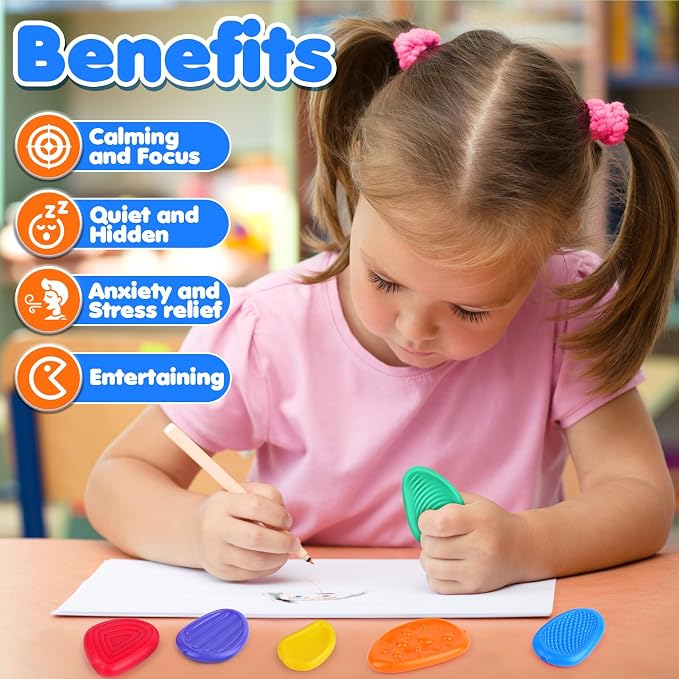 Fidget Toys Sensory Stone for Kids: 18 Pack Bulk Textured Worry Stone for Autism Calming - Quiet Fidgets for Classroom Students Prizes - Small Goodie Bags for Back to School Supplies Gifts