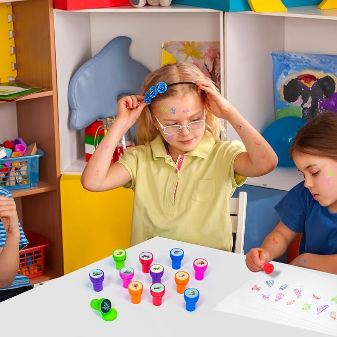 Cinrobiye 24 Pcs Transportation Stampers Party Favor Set, Cute Vehicle Stamps for Kids Birthday Party, Classroom Rewards, Educational Learning Toys, Goody Bag Fillers, Themed Party Supplies
