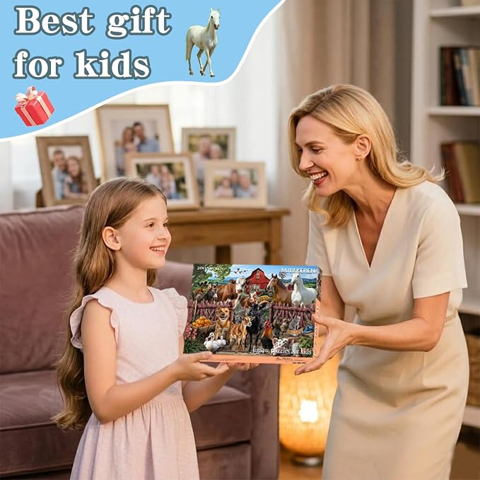 Puzzles for Kids Ages 6-8 8-10 - 200 Piece Puzzles - Farm Animals Puzzle | 200 Piece for Learning Educational Puzzles .Puzzles for 6 7 8 9 10 11 12 years old boys and girls.Learning Puzzle Toy