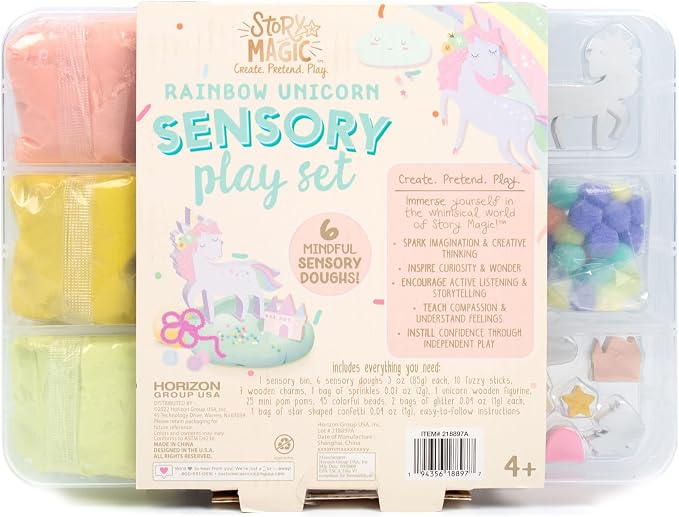 Story Magic Rainbow Unicorn Sensory Play Set, Build Cognitive Development and Fine Motor Skills, Tactile Activities for On The Go, Sensory Toys for Preschoolers and Kids Ages 4, 5, 6, 7, 8