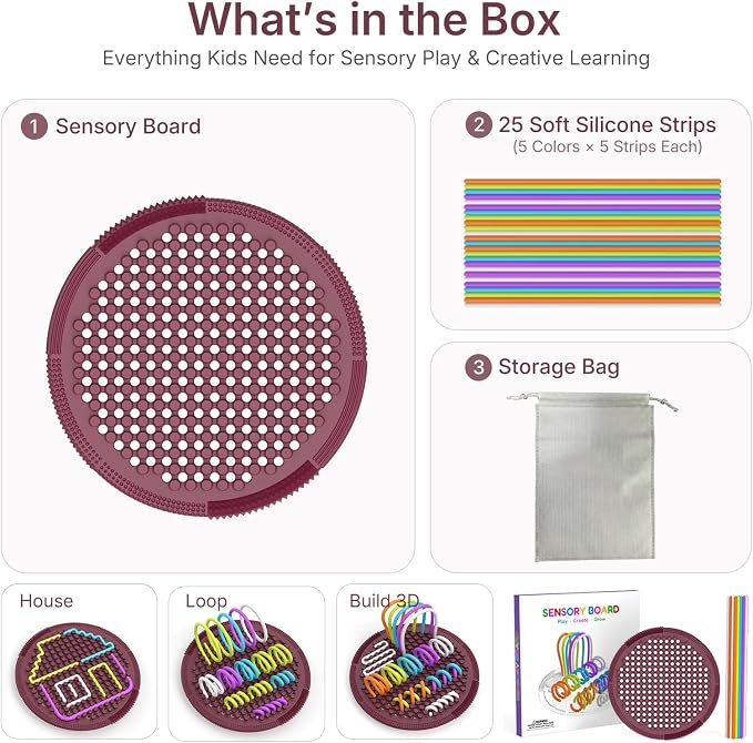 Sensory Activity Board:Fidget Toy for Anxiety, ADHD Kids & Adults | sensory toys for Kids 3+ and Adults, with 25 pull strings and a portable bag for travel, classrooms and everyday play