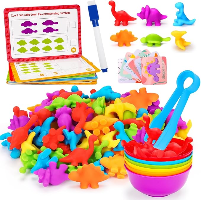 Tsomtto Counting Dinosaurs Montessori Toys for 3 4 5 Years Old Boys Girls | Toddler Manipulatives Preschool Learning Activities Kindergarten Educational Sensory Fine Motor Toys for Kids Ages 3-5 4-8