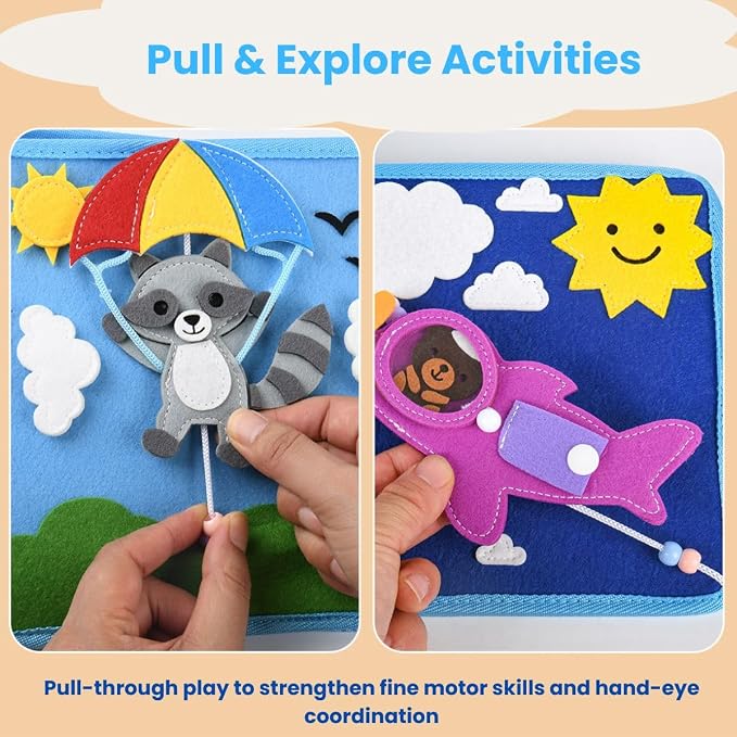 Busy Book for Toddlers 1–3 – Montessori Busy Board & Educational Toys for 2 Year Old – Away We Go Travel Activity Book