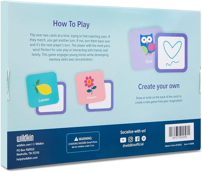 Wildkin Memory Matching Game – 36 Educational Pairs for Toddlers & Preschool - Girl