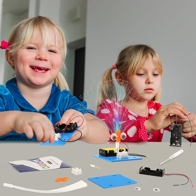 7 Set Bulk STEM Science Kits, STEM Toys for Kids Crafts Classroom | Circuit Kit for Boys Girls Gifts, Fiber Optic Lights Experiments for 4th 5th Grade, Group Activities Projects Party Favors