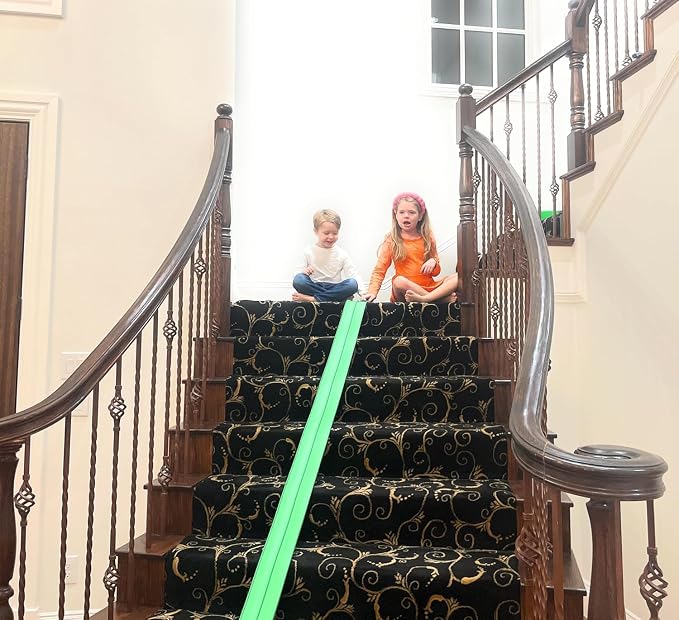 Valchemist FlexTrack 5000 Flexible Race Car Track for Kids Toy with Suction Cups Compatible with Hot Wheels and Diecast 1/64th Cars and More 15 Feet Long Rolls Up Portable Racetrack (Electric Green)