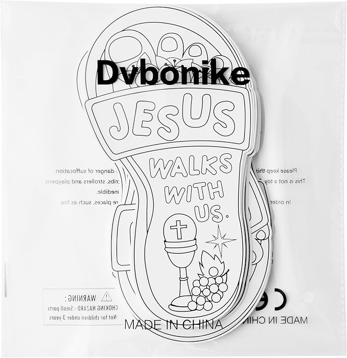 Dvbonike 24Pcs Sunday School Crafts for Kids Color Your Own Religious Card | Jesus Walks with Us, Christian Coloring Craft Kit, Footprint, DIY Drawing Party, Gifts, VBS Home Classroom, Activity Supplies